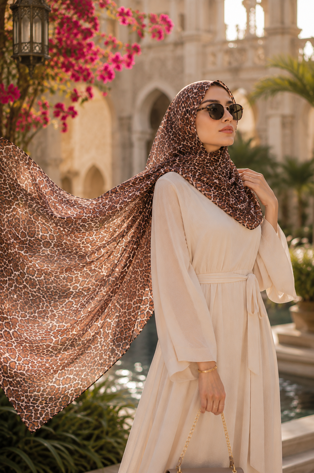 Caramel Brown Leopard Hijab