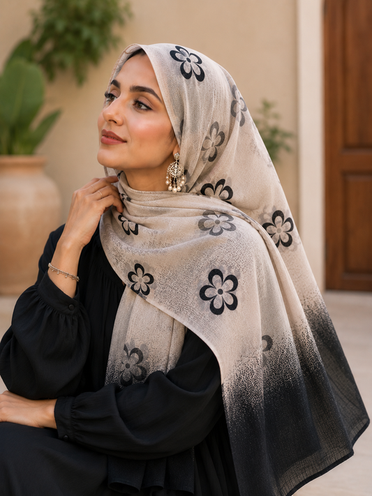 Ivory & Charcoal Black Floral