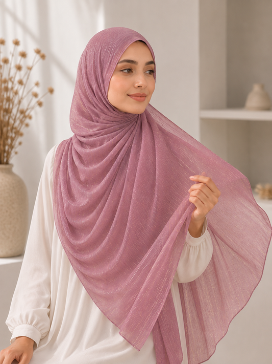 Dusty Pink Shimmer Georgette Hijab