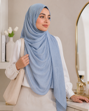 Soft Blue Shimmer Georgette Hijab