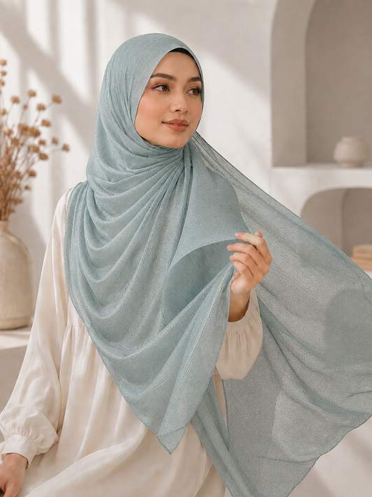 Dusty Aqua Shimmer Georgette Hijab