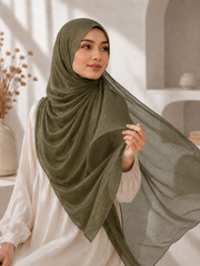 Olive Green Shimmer Georgette Hijab