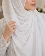 Pure White Georgette Shimmer Hijab
