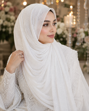 Pure White Georgette Shimmer Hijab