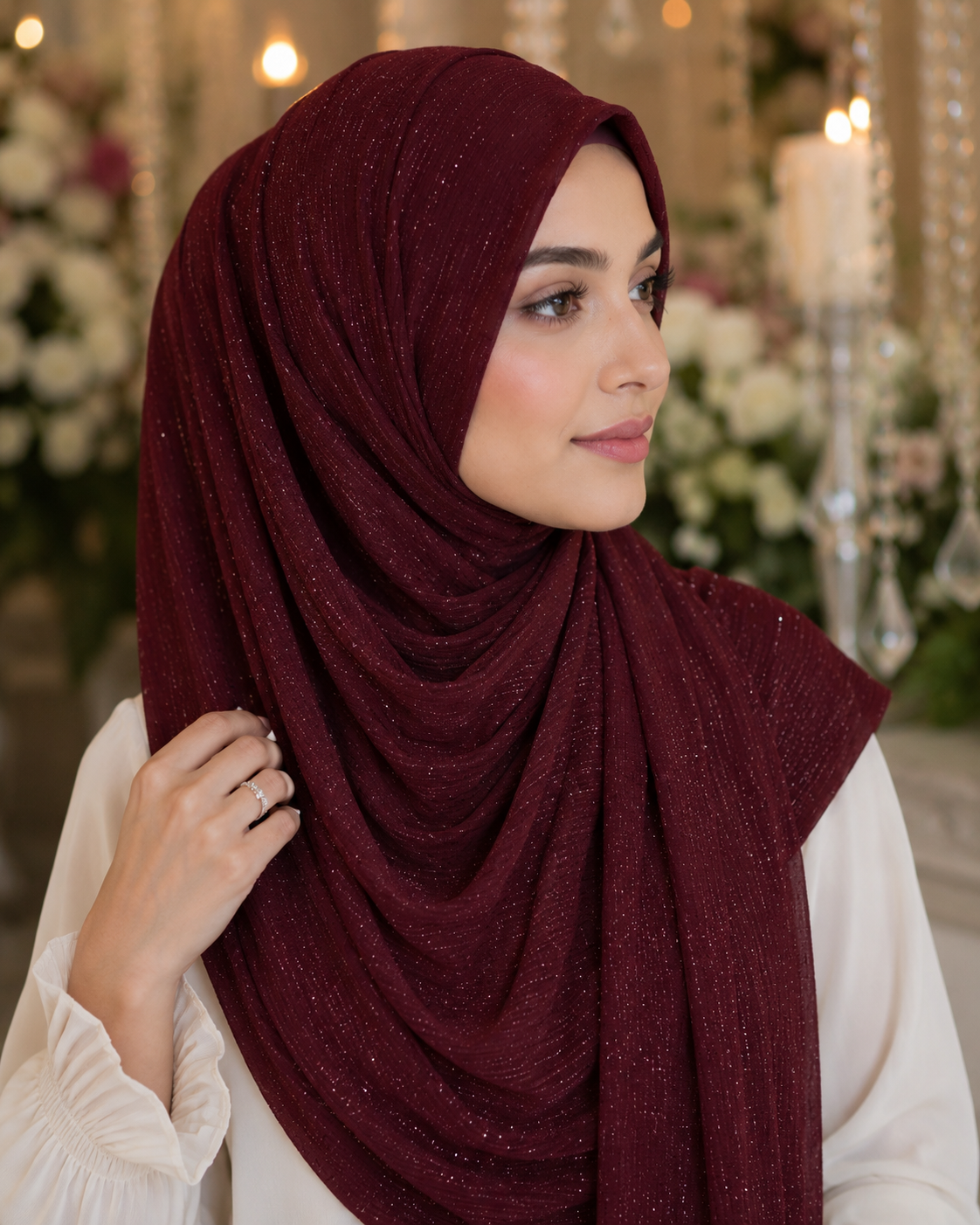 Burgundy Shimmer Georgette Hijab
