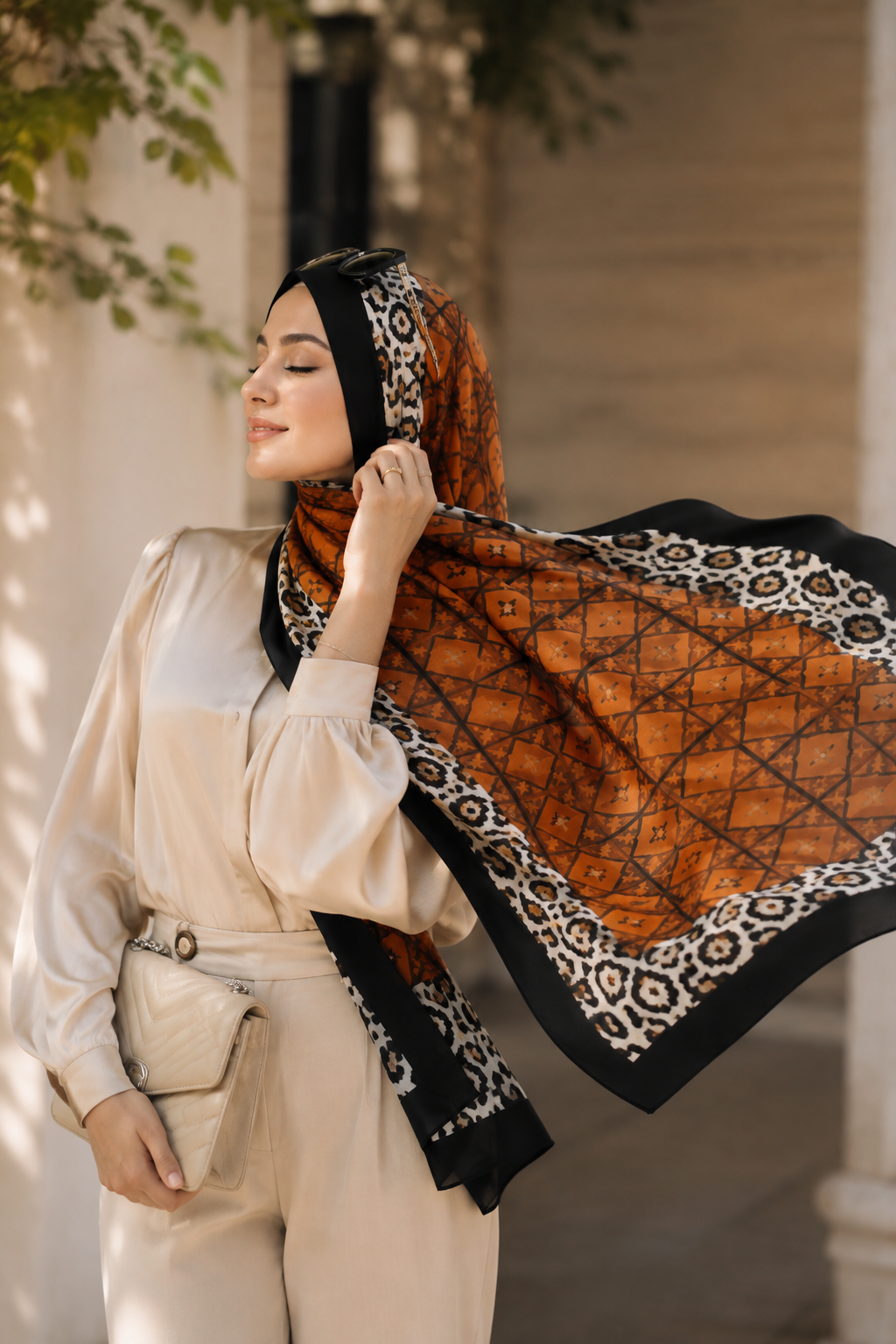 Orange Leopard Luxe Digital Print Hijab