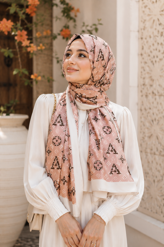 Pink Monogram Luxe Silk Hijab