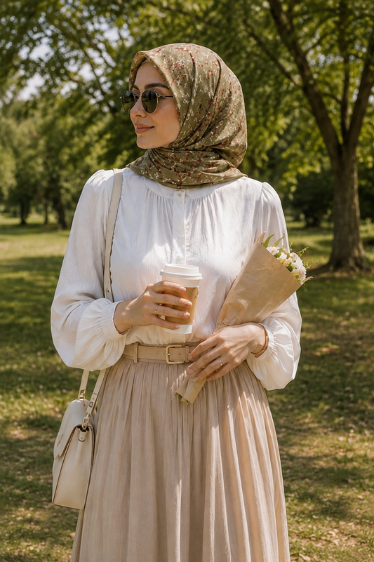Olive Elegance Silk Hijab