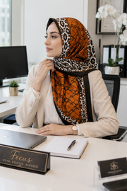 Orange Leopard Luxe Digital Print Hijab