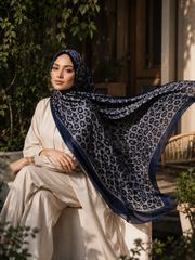 Midnight Blue Leopard Silk Hijab