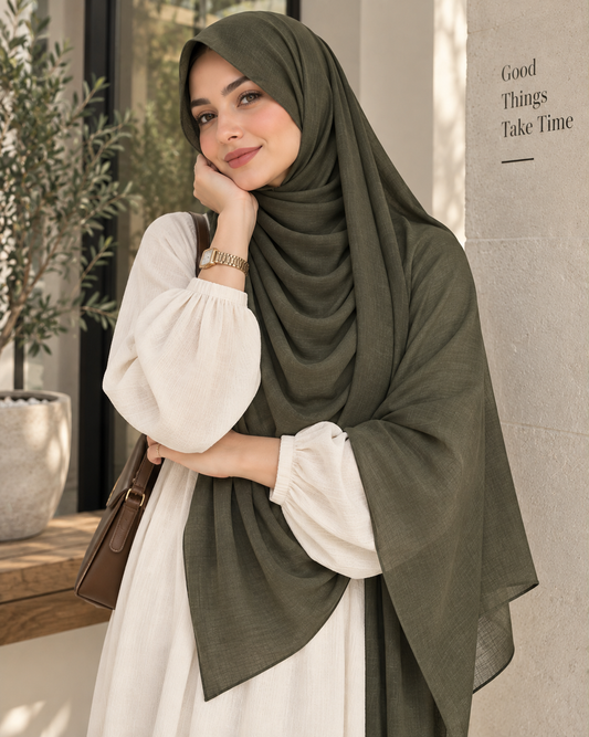 Olive Green — Modal Cotton Hijab