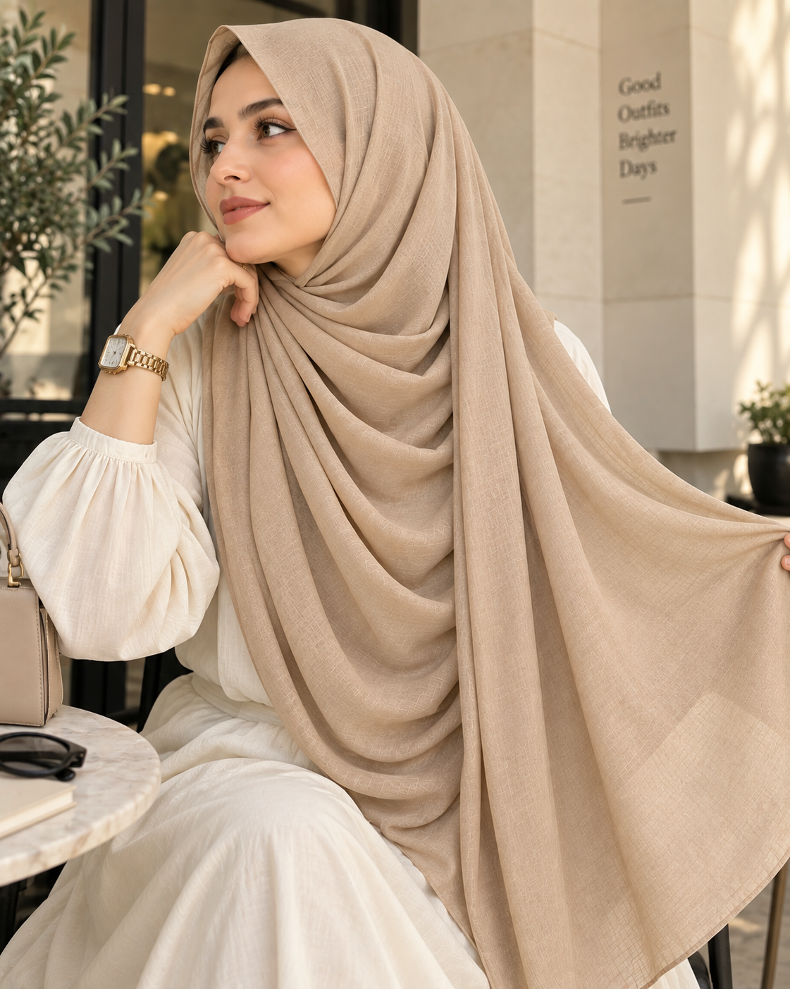 Beige — Modal Cotton Hijab