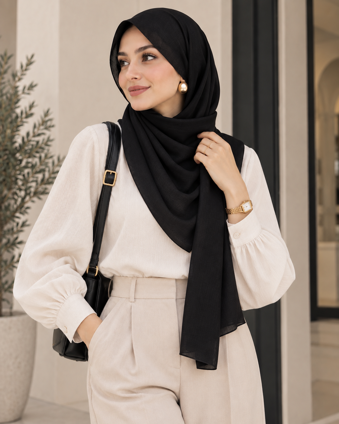 Jet Black — Modal Cotton Hijab