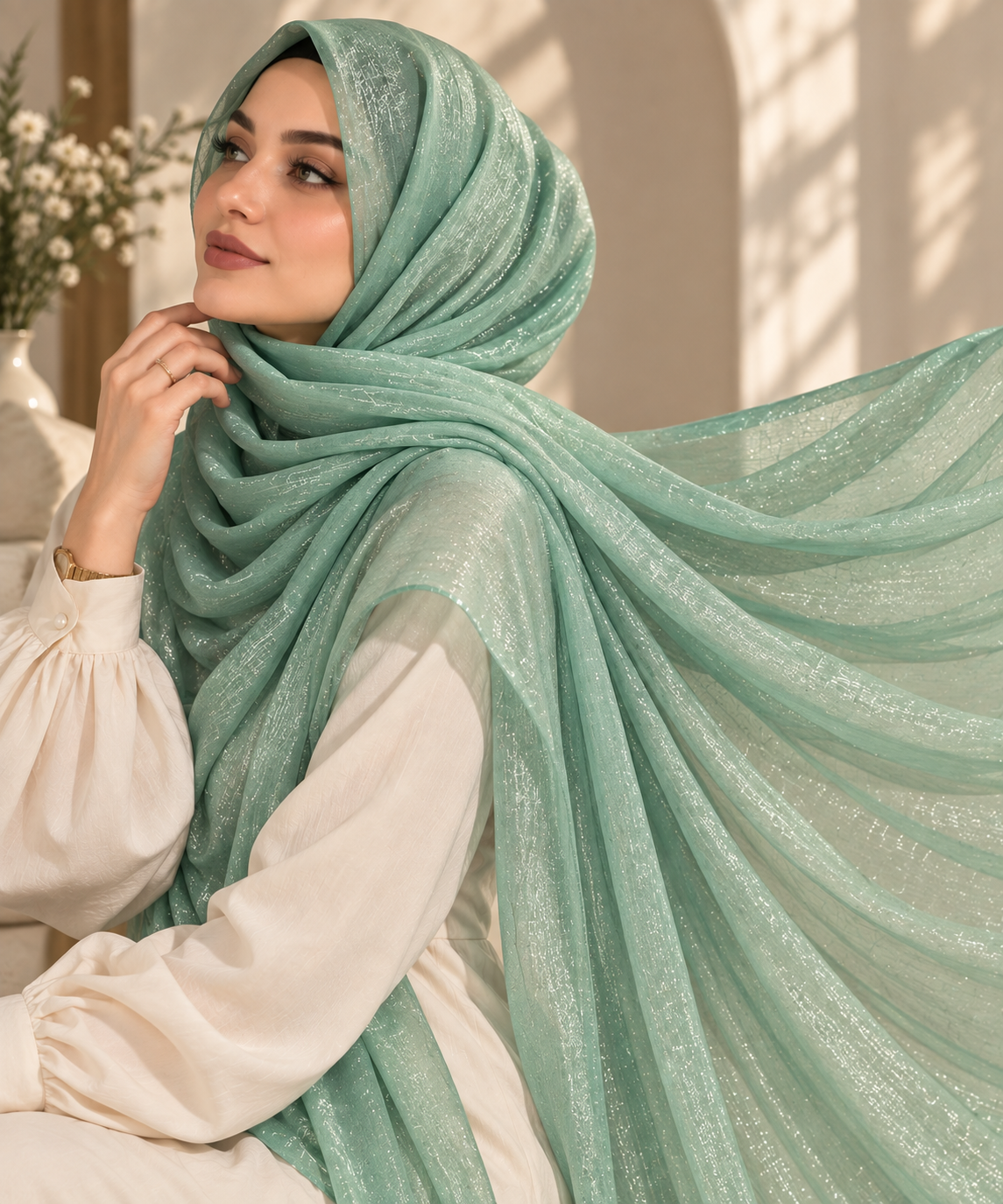 Mint Green — Organza Shimmer Hijab