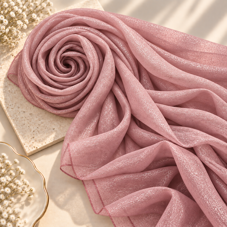 Blush Pink — Organza Shimmer Hijab