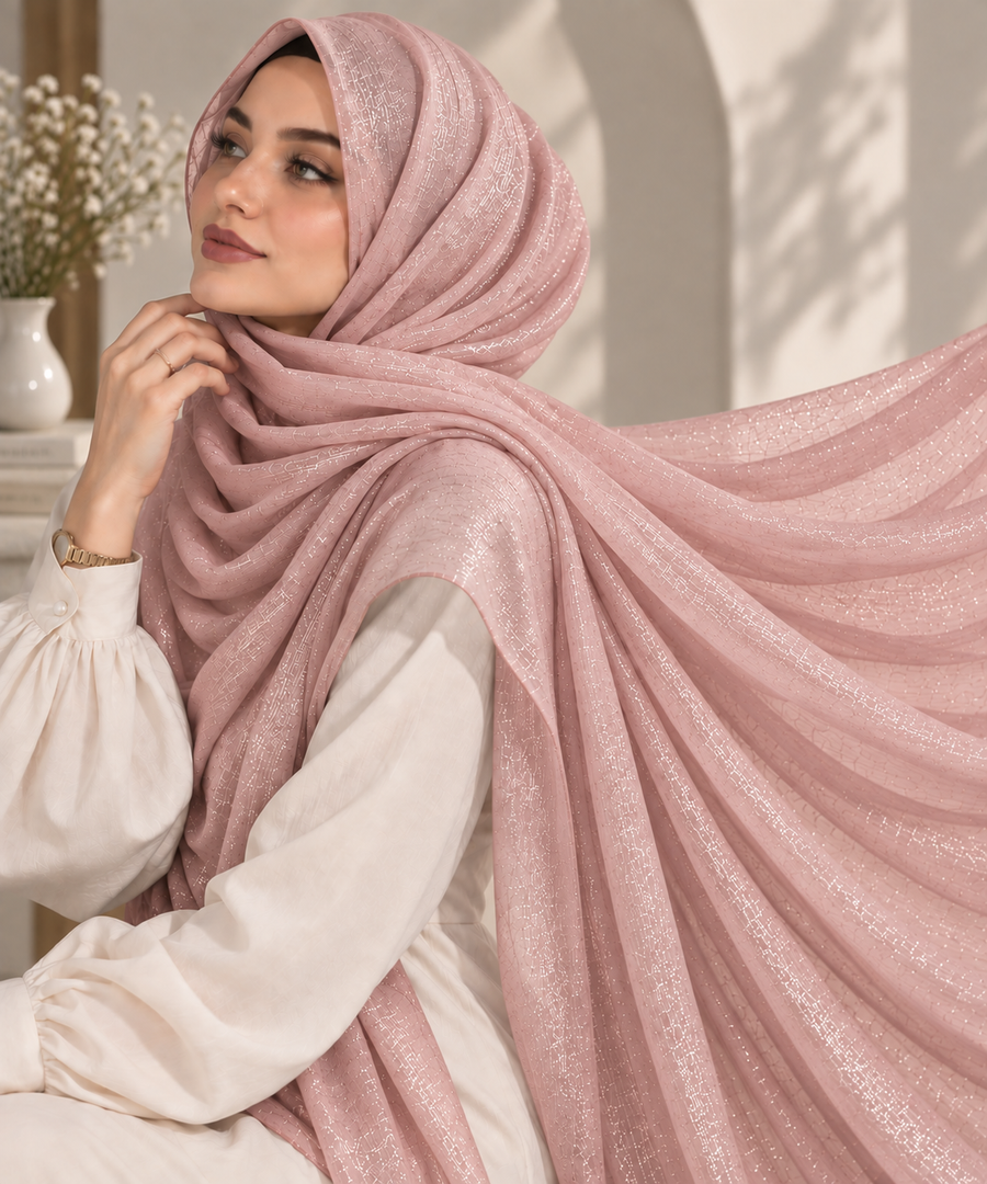 Blush Pink — Organza Shimmer Hijab