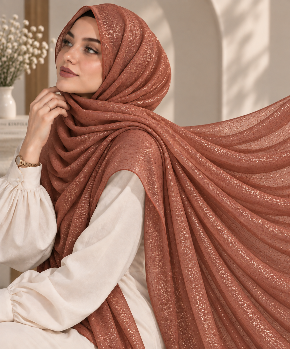 Terracotta — Organza Shimmer Hijab