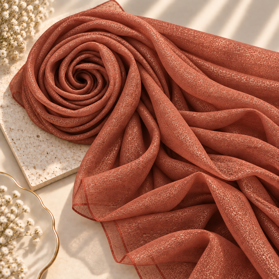 Terracotta — Organza Shimmer Hijab