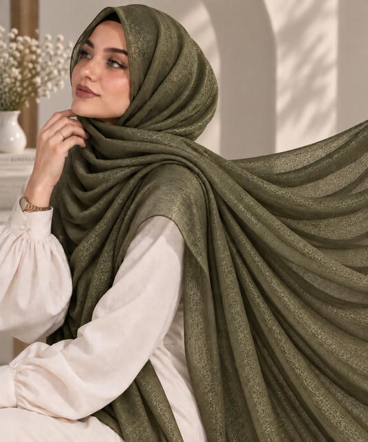 Olive Sage — Organza Shimmer Hijab